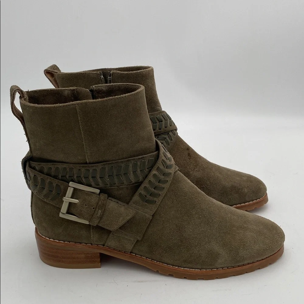 Jack Roger Stylish Olive Ankle Boots Women 5.5M suede office casual festival Y2K